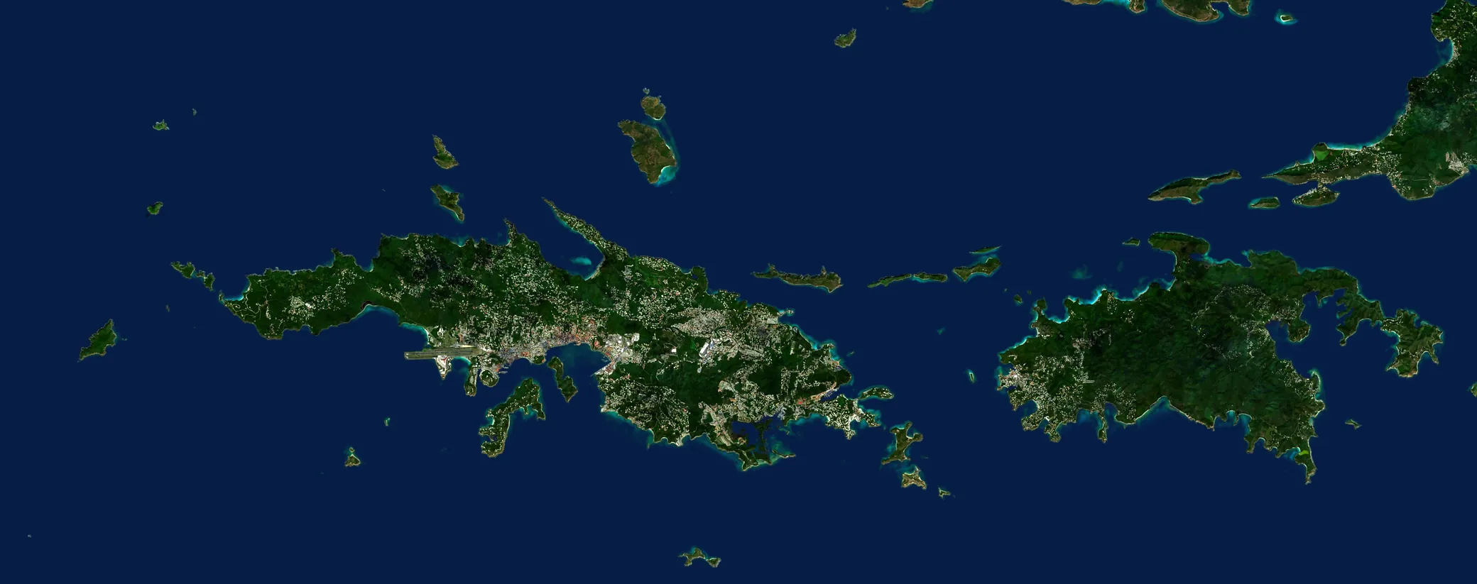 Satellite view of the US Virgin Islands